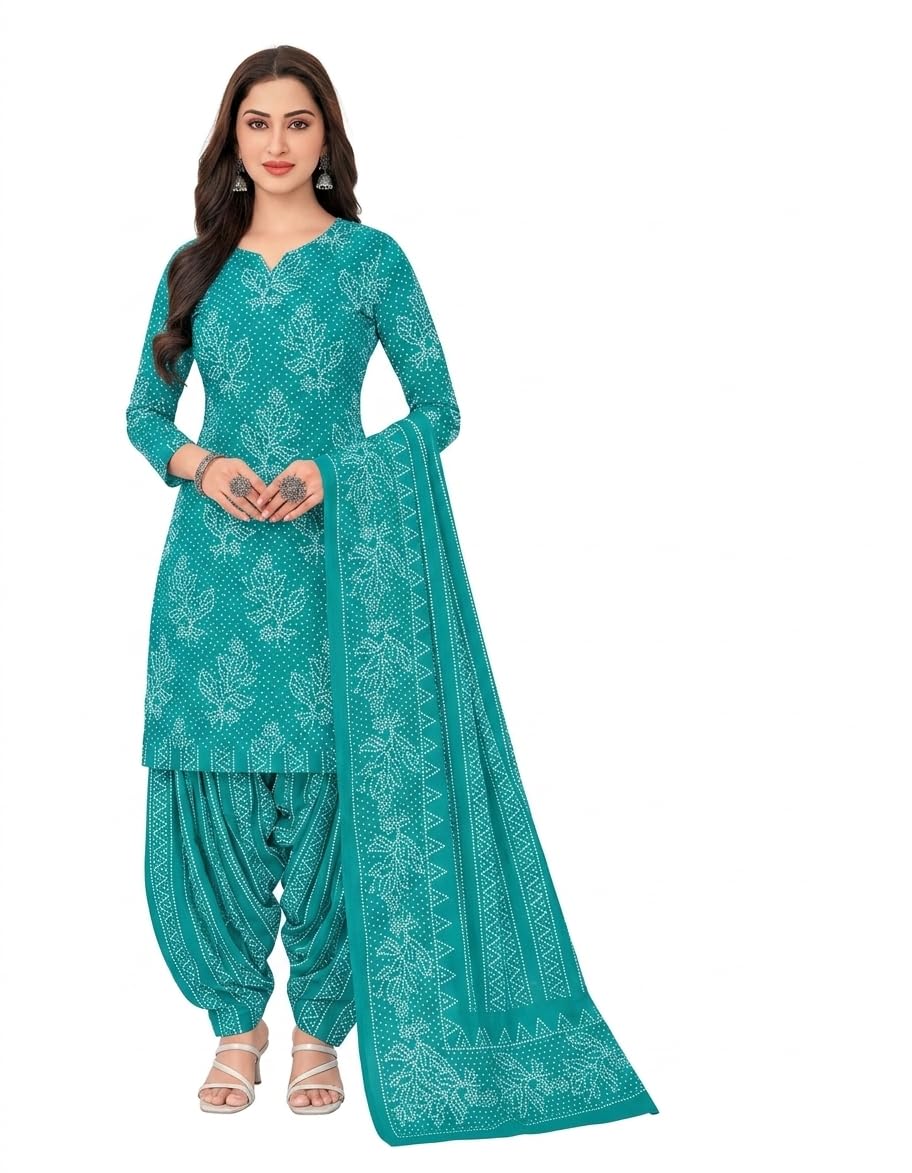 Pranjul Chudithar Material with Dupatta | Pure Cotton Unstitched Dress Material for Women | Printed Salwar Fabric |Chudi set for Women |Festival Collections| stylish material collection-image-1