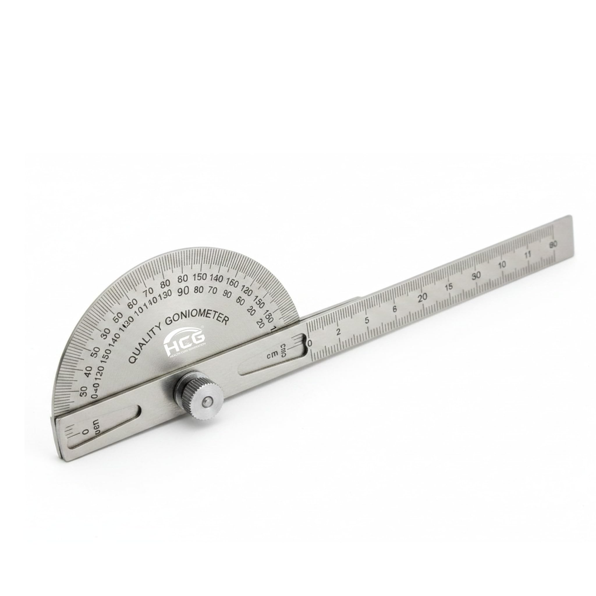 HCG Health Cure Generation180° Stainless Steel Goniometer for Joint Measurement | Rust-Resistant ROM Tool & Angle Ruler for Physical Therapy, Orthopedic, Medical & Clinical Use – Accurate & Durable