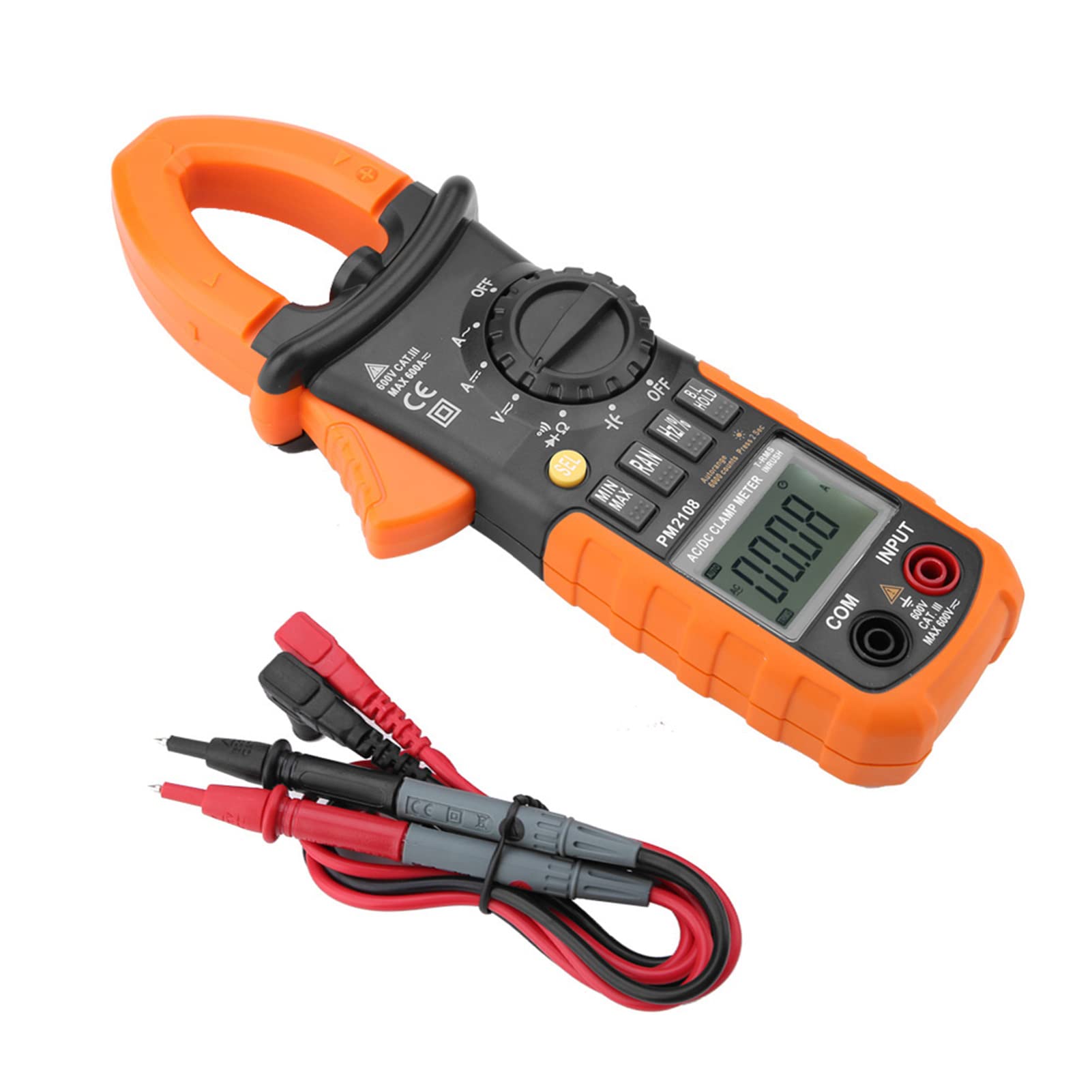Dioche Przenośny Tester Napięcia PEAKMETER PM2108 Cyfrowy Miernik Cęgowy - Przenośny Multimetr z Podświetlanym Wyświetlaczem LCD, Dokładny Pomiar Napięcia, Prądu i Rezystancji