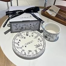 Coffee Mug Set with Saucer Tea Cup Set Water Cup Flower and Bird Patterned Ceramic Cup Milk Cup Breakfast Cup Office Cup Mothers' Day Birthday 1pc White
