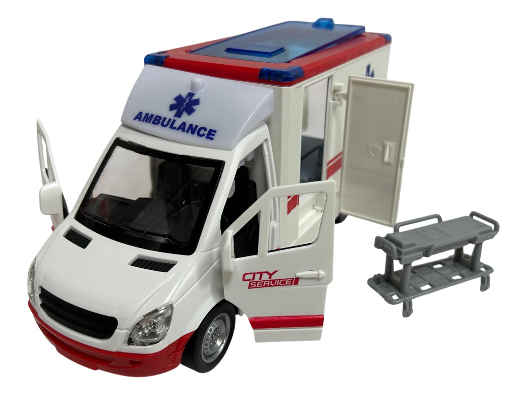 Jouet Ambulance Avec Civière, Lumières Et Sons | Véhicule De Sauvetage 27 Cm Pour Enfants, Jeu De Rôle éducatif