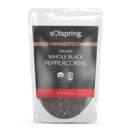 Miniatura 1 de Dr. Mercola 's Solspring - Granos de pimienta negra entera biodinámica, 8 onzas, aproximadamente 227 porciones por bolsa, pimienta negra prémium de
