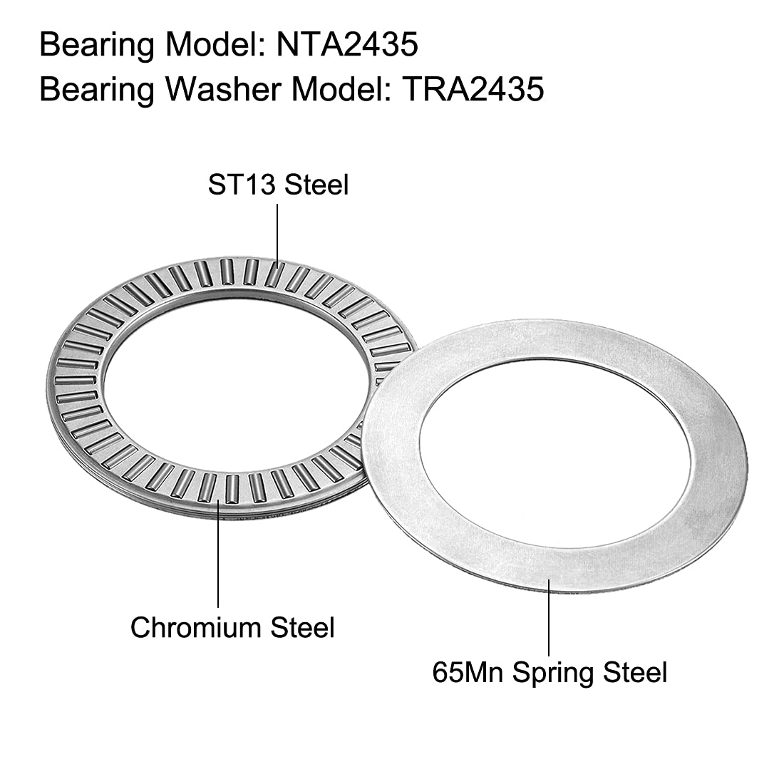uxcell NTA2435 Thrust Needle Roller Bearings with Washers 1-1/2