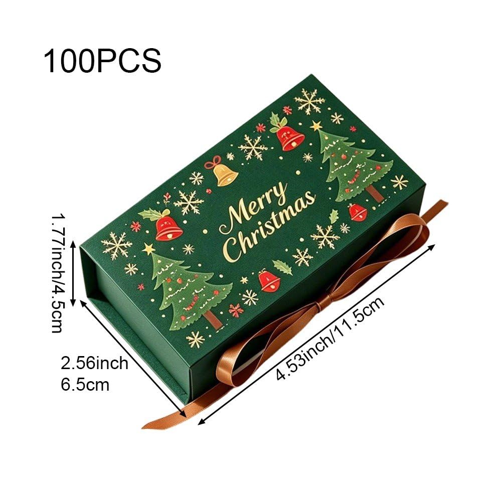 100 Scatole per Caramelle Natalizie, Scatole Regalo per Biscotti a Forma di Albero di Natale, Scatole Decorative per Bomboniere E Decorazioni Natalizie.