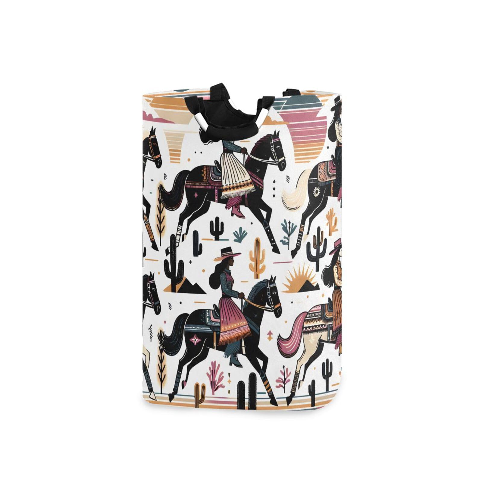 Jihqo Laundry Hamper Basket Cowgirls Collapsible Nursery Storage Bin Waterproof Clothing Baskets for Home Bedroom Bathroom Washing Room