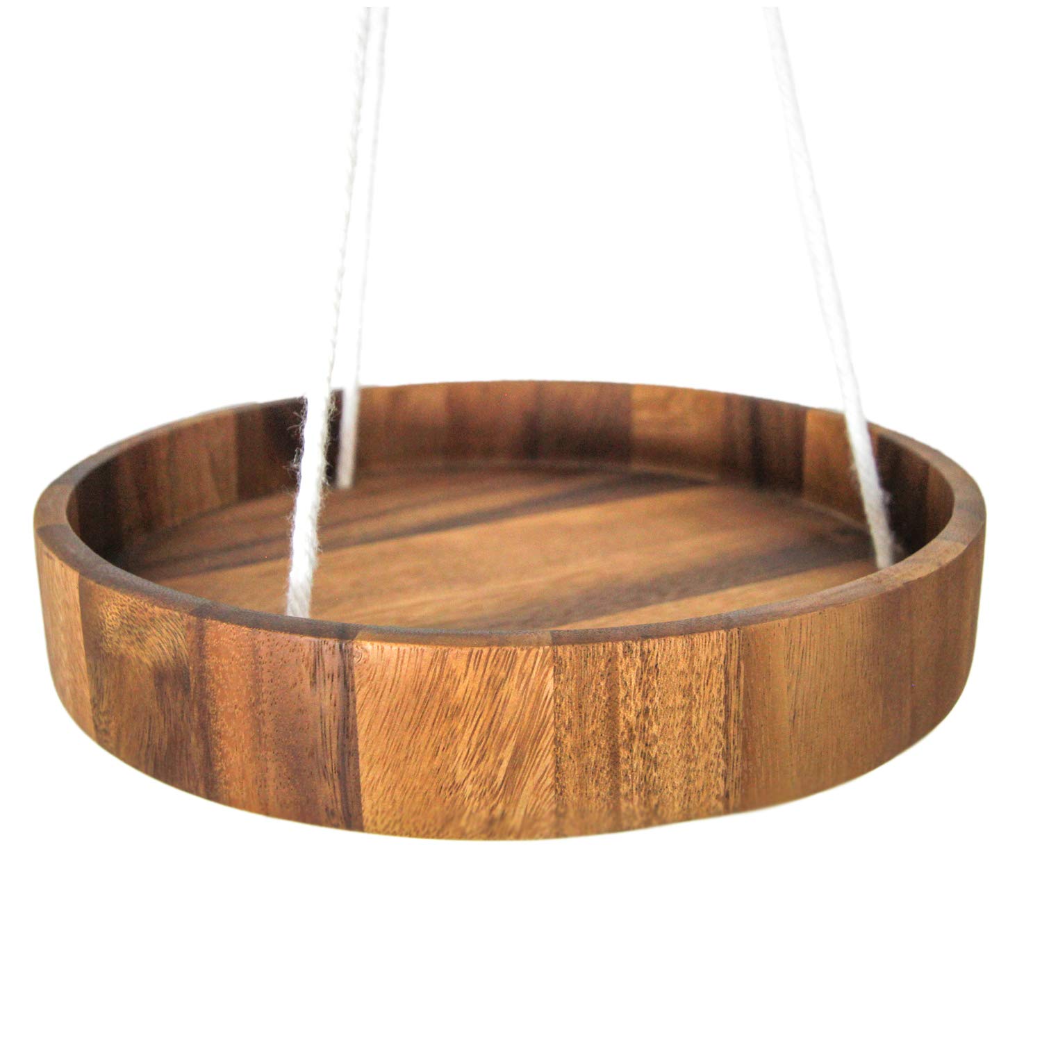 roro Wood Round Hanging Planter Tray, Acacia 12 Inch