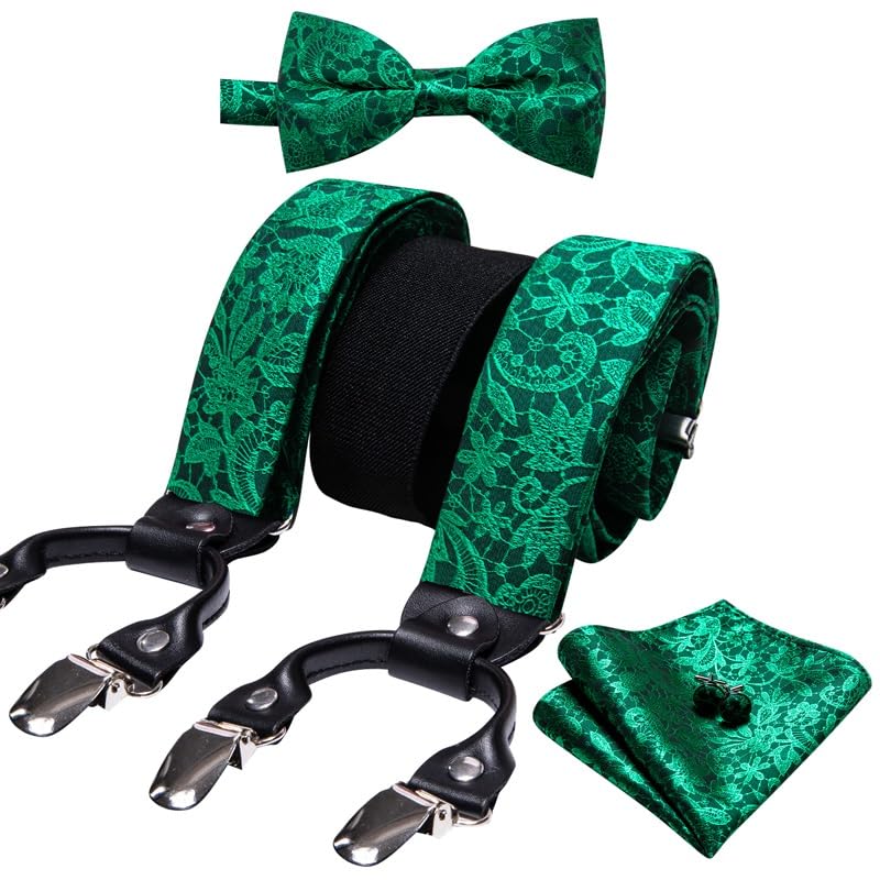 Set de Tirantes y Corbatín para Hombre de Seda Verde miniatura 2
