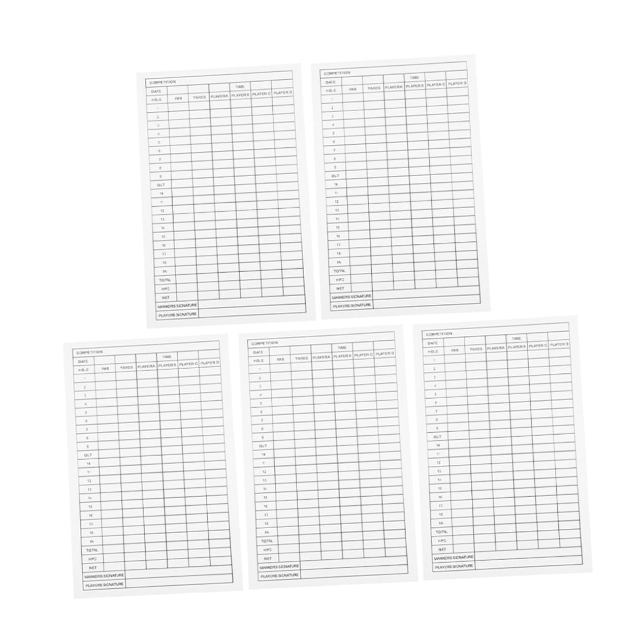 HANABASS Golf Scorecards 5 Pack Durable Scorekeeper Portable Design Record Cards for Outdoor Activities Scorebook for Golfers
