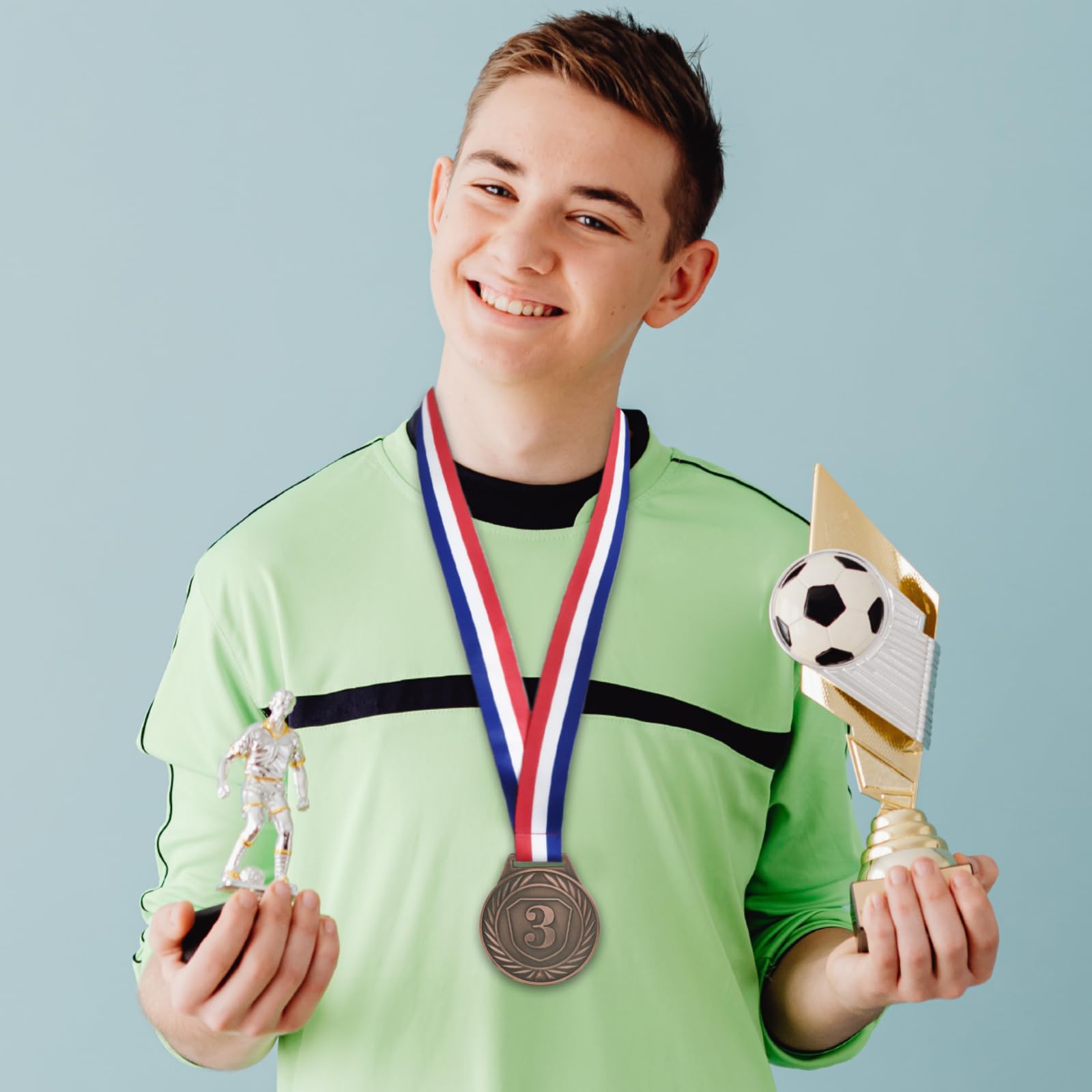 Donrime 3 Pièces Médaille pour Enfants, 6.5CM Or Argent Bronze Médaille en Métal, Journée Sportive, Médailles avec Ruban, Collier pour Prix de Journée Sportive, Compétitions de Gymnastique