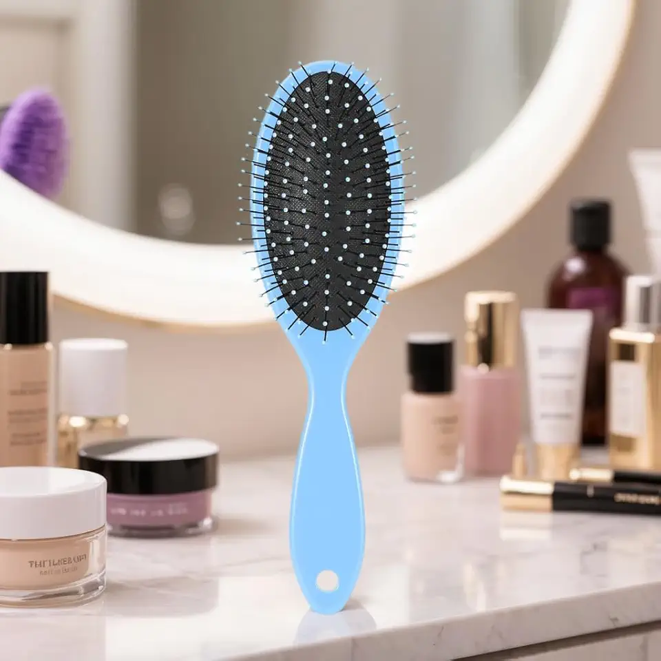 Escova de cabelo, escova de cabelo desembaraçadora de cachos para airbag desliza através de emaranhados para todos os tipos de cabelo, cabelos secos molhados e danificados para mulheres e homens (azul