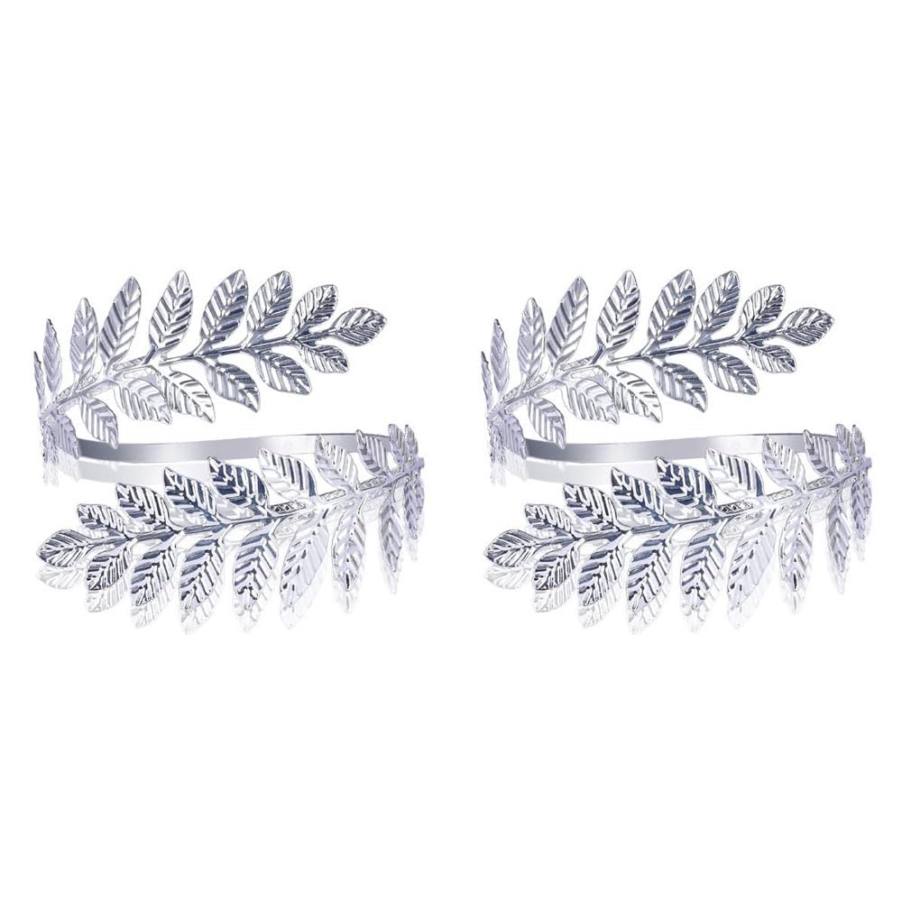 Bracciale Aperto A Foglia Turbinio – Fascia Per Braccio In Metallo, Moda Semplice E Regolabile, Colore Ciano (1 Paio) - copertina