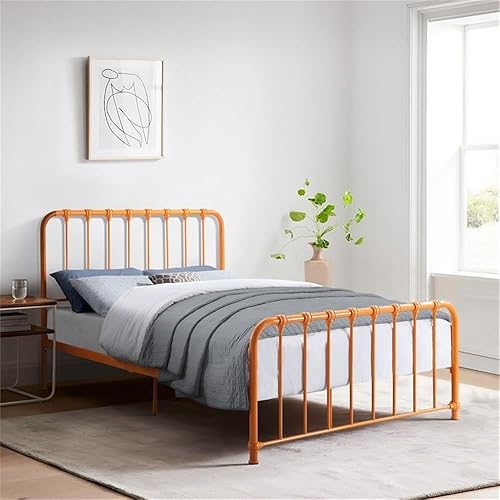 Miniatura 6 de Lexicon Leongatha - Cama de metal, tamaño Queen, color naranja