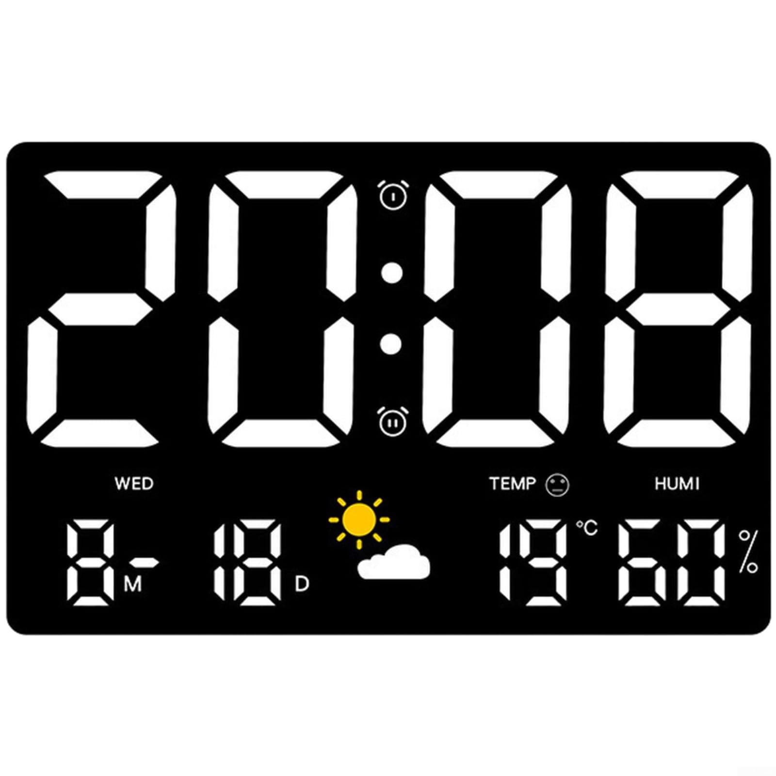 Horloge murale numérique grand écran LED pour lire l'heure sans fatigue