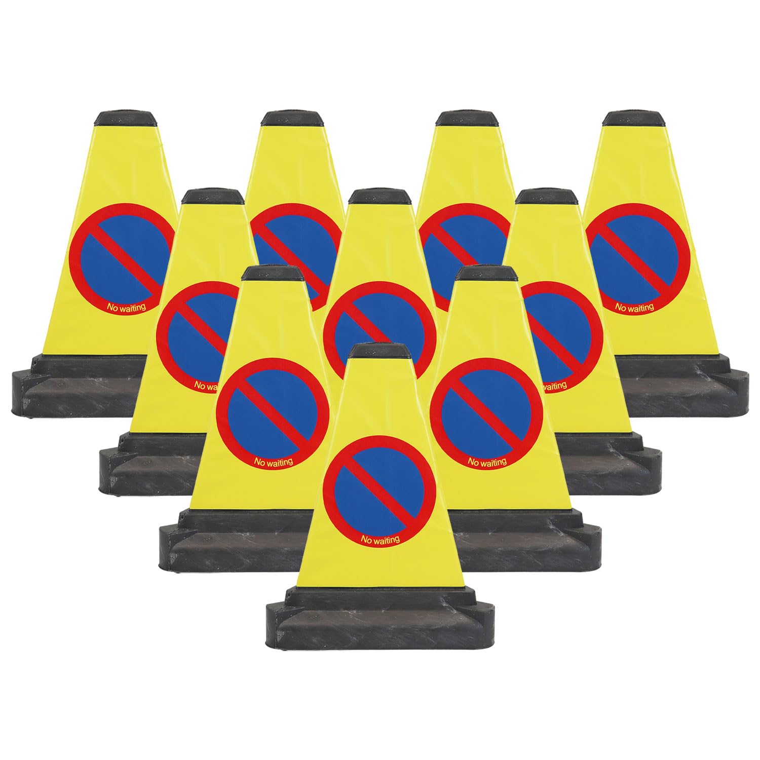 3-Sided No Waiting Bollard | 500mm High Traffic Cone, Recycled PVC, Stackable Design - High Visibility Safety Marker for Events, Roads & Sites (10)