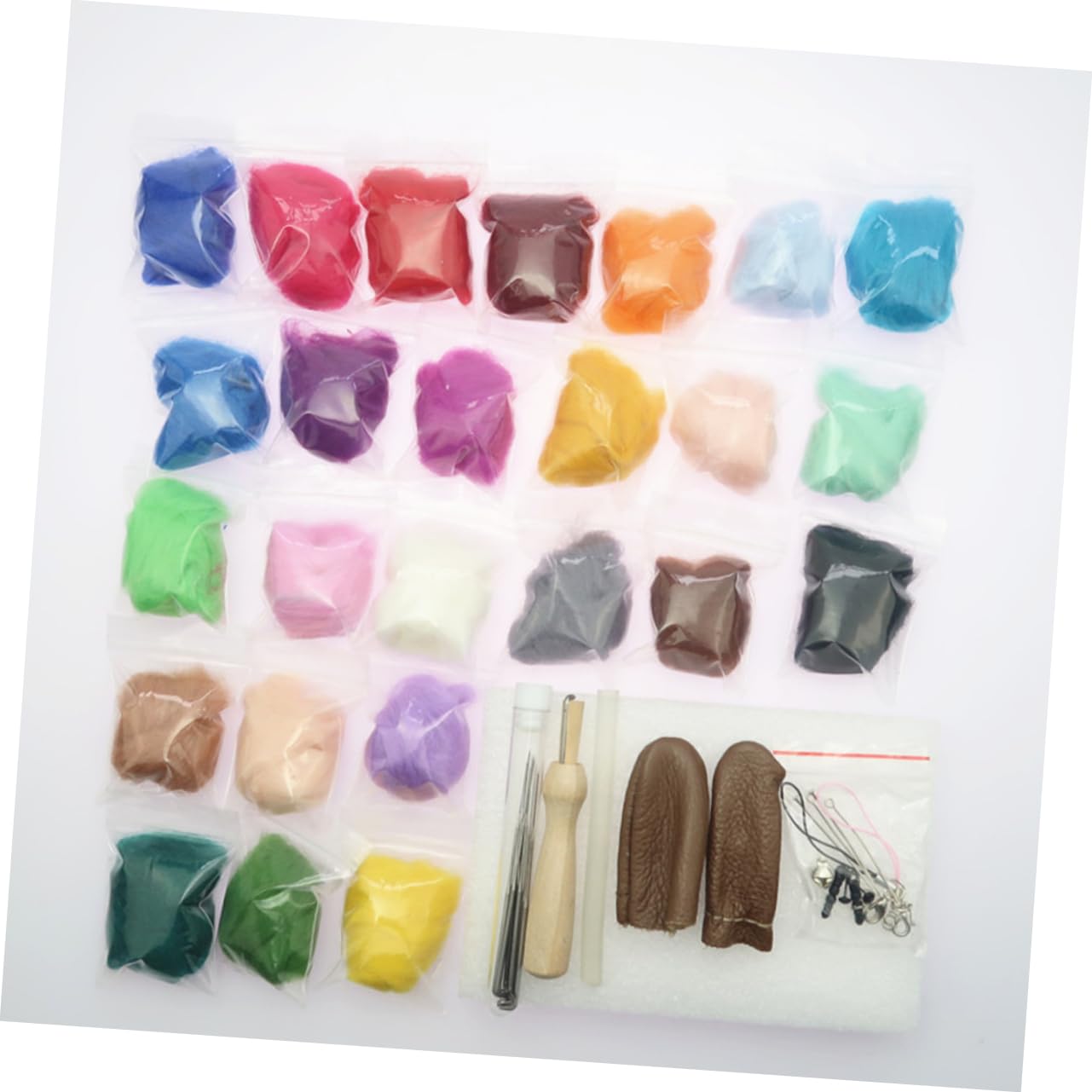 Angoily 3 Juegos Kit de Fieltro con Aguja de Lana Colores de Fibra de Lana para Manualidades para Principiantes y Profesionales Incluye Herramienta para Joyería Muñecas