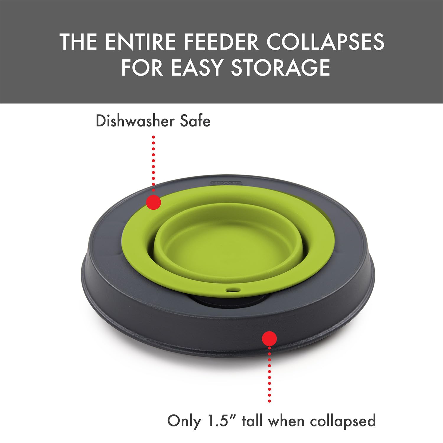 Dexas Popware for Pets Futterspender für Haustiere, erhöht, groß, Grau/Grün