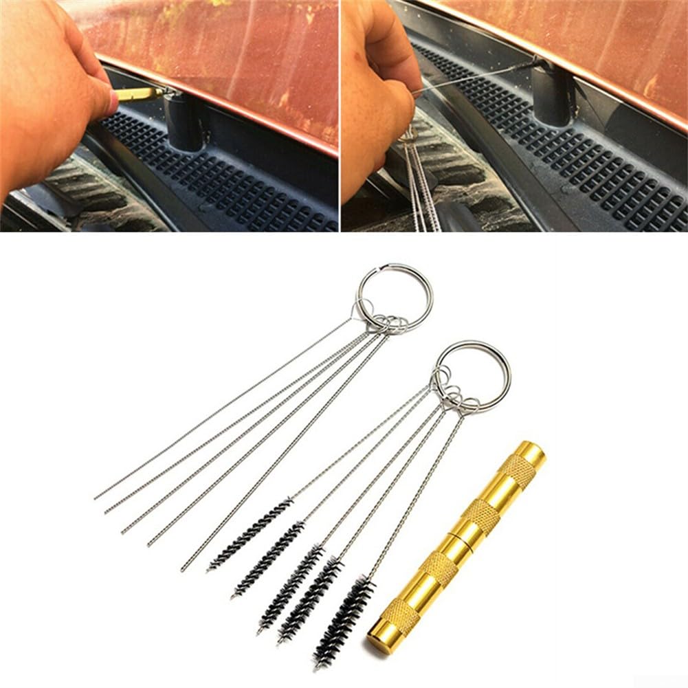 Herramienta de limpieza de boquilla de chorro para parabrisas de coche, herramienta de limpieza ajustable para parabrisas de coche, 5 tamaños de cepillo disponibles, apto para todos los vehículos