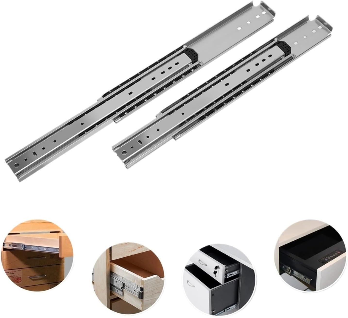 Heavy Duty Drawer Slides 1Pair 20 Inch Full Extension Ball Bearing Industrial 3 Section Tracks Side Mount