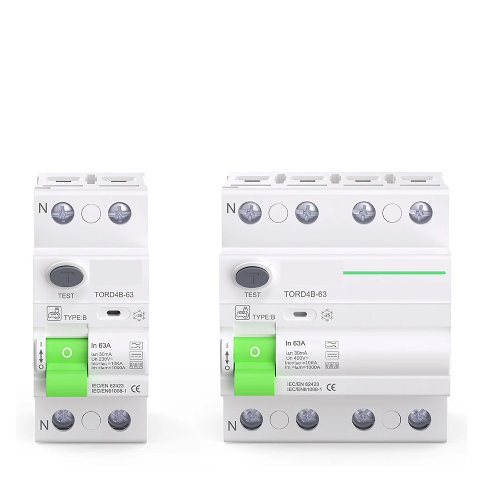 Disjoncteur Différentiel Différentiel Type B, 2P, 4P, CA 40 A, 63 A, 30 MA, 100 MA, 300 MA, 10 KA, Rail DIN 230 V(40A,2 Pole 30 mA)