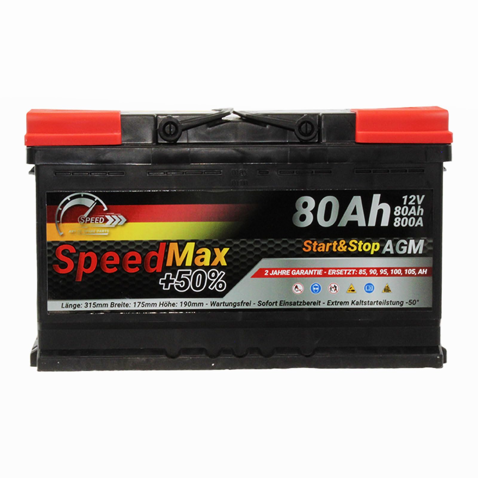 Batteria Auto Speed Max 80 Ah AGM Start&stop Speed 80Ah 800A 12V L4