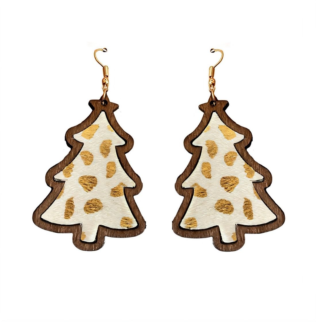 Western Wooden Christmas Tree Earrings - Holiday Drop Dangle Earrings for Celebration Decoration, New Year Party Jewelry, Creative Gifts for Women