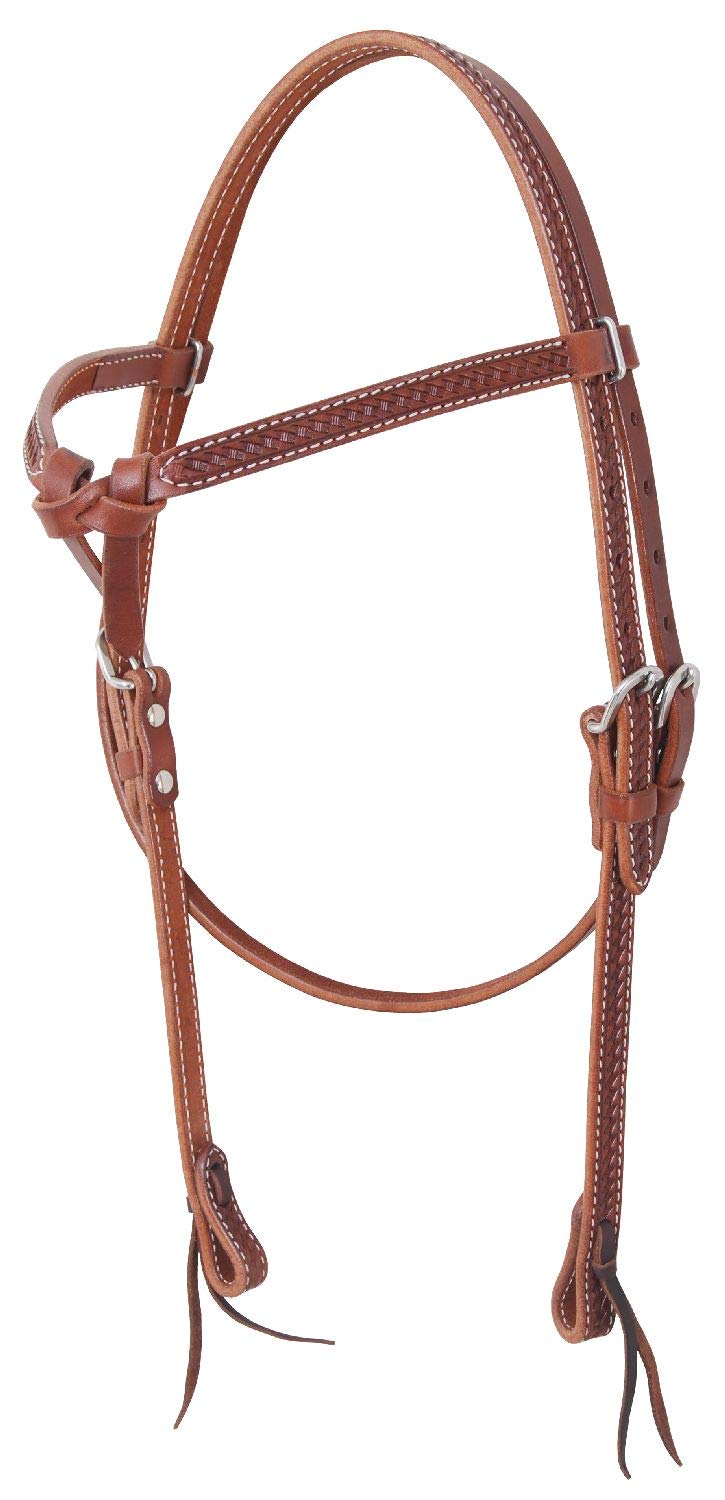 TESTIERA POOL'S IN CUOIO CON FRONTALINO FIOCCO LAVORAZIONE BASKET TG UNICA COLORI ASSORTITI (COGNAC)