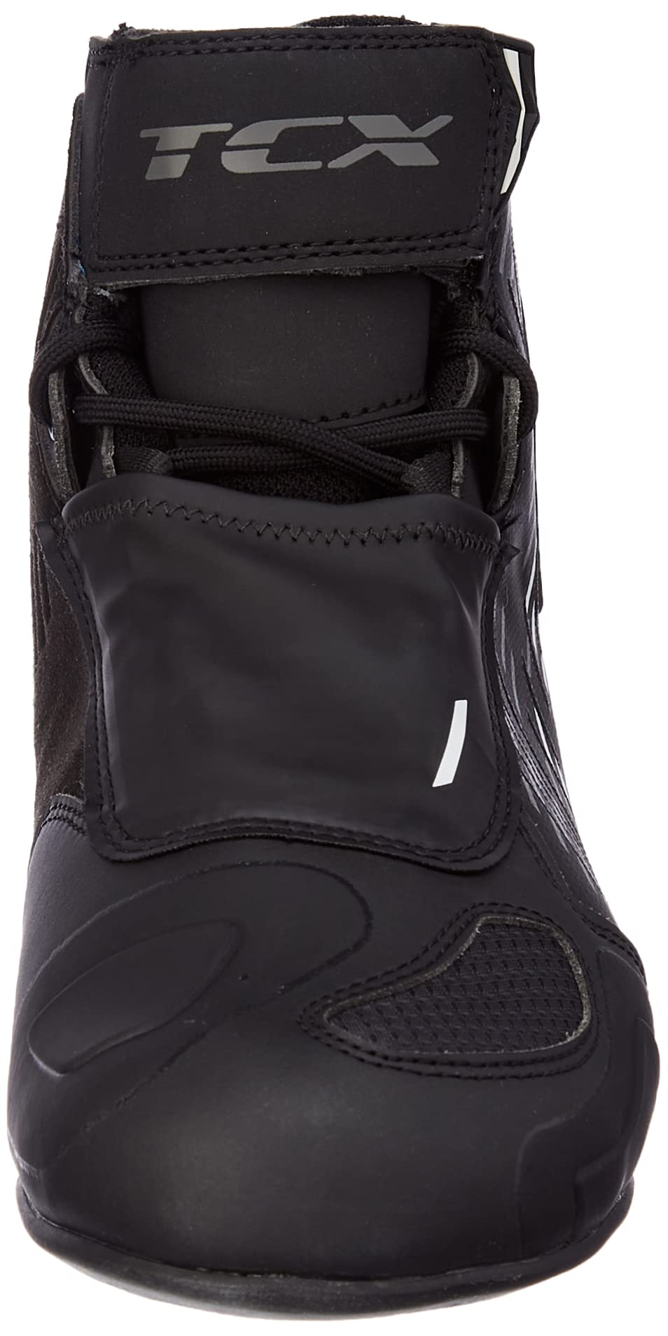 TCX - R04D Waterproof, Zapatillas de Moto Impermeables para Hombre, Certificadas con Membrana T-Dry, Cordones y Cierre de Velcro, Parte Superior de Malla, Negro/Blanco