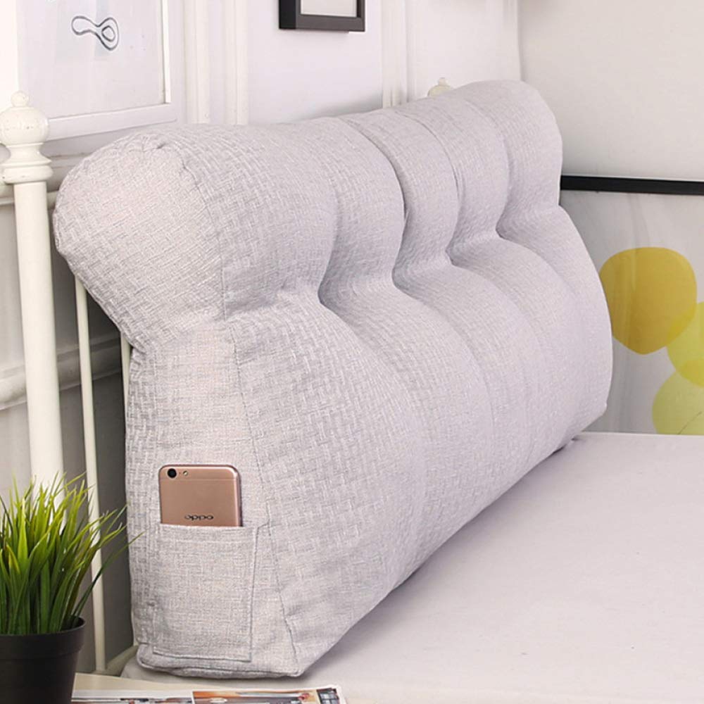 CHENGH Reading Pillows Backrest Back Cushion Headboard Triangular Wedge Waist Support Cozy Bed Pillow Removable Washable,Silvergray-90 * 50cm