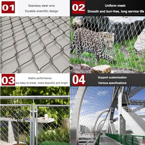 Edelstahl-Mesh-Sicherheitsnetz, langlebiger Fallschutz für Balkon, hohe Höhe, Tierbarriere, Gartensicherheitslösung