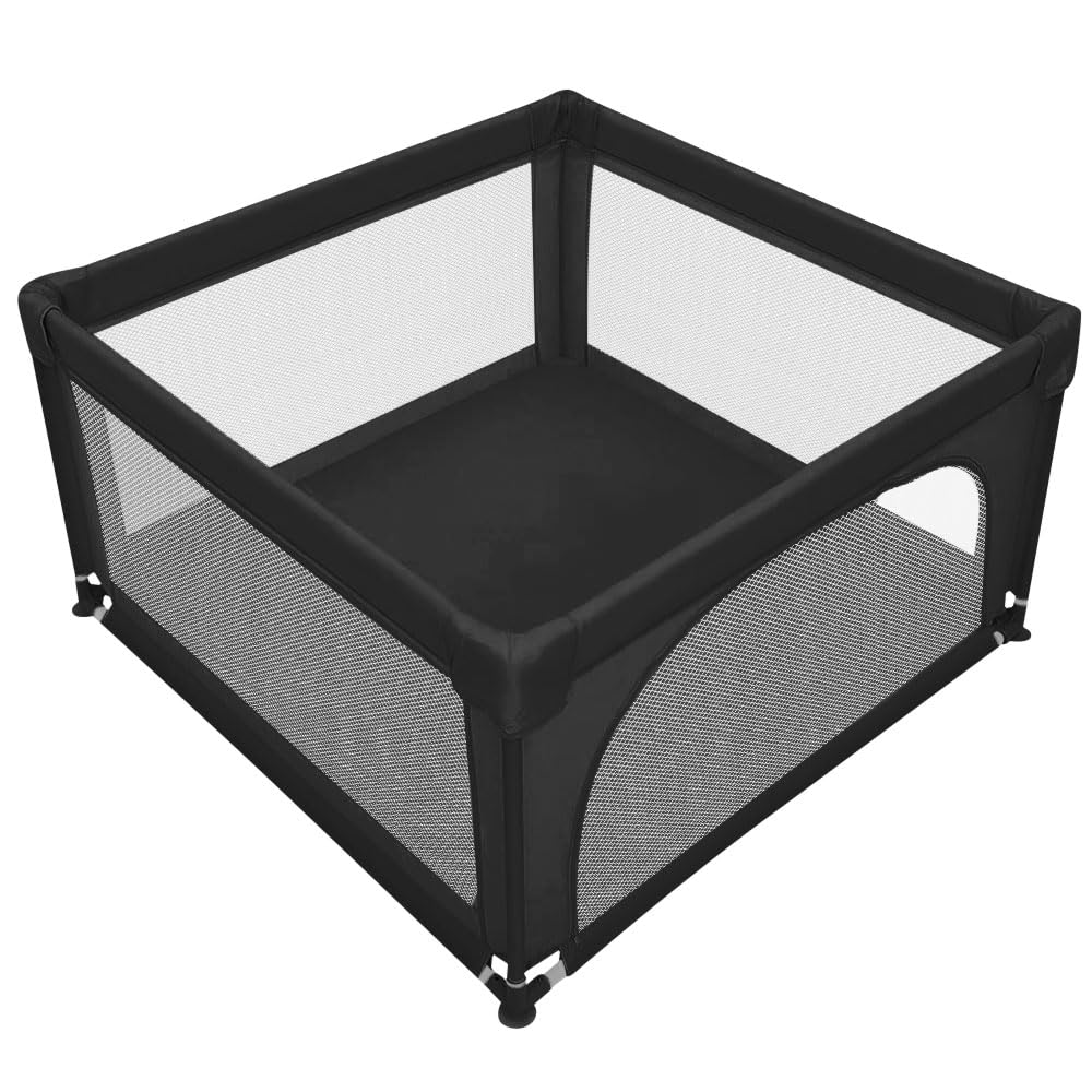 Parc Enfant Modulable Avec Base, Parc Pour Bébé, Antidérapante avec Balles, Baby Playpen Centre D'activités pour Enfants Pour L'intérieur et L'extérieur-120 * 120 * 66 cm-noir