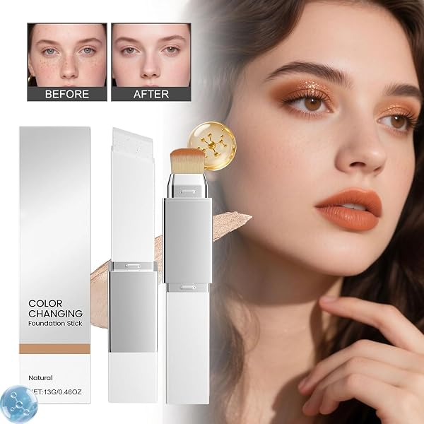 Clarea Paris, Clarea Fond De Teint 2-En-1 Avec Pinceau Intégré, Fond De Teint Clarea 2 En 1, Imperméabilisation Durable, Convient À Tous Les Types De Peau (Naturel) - 4
