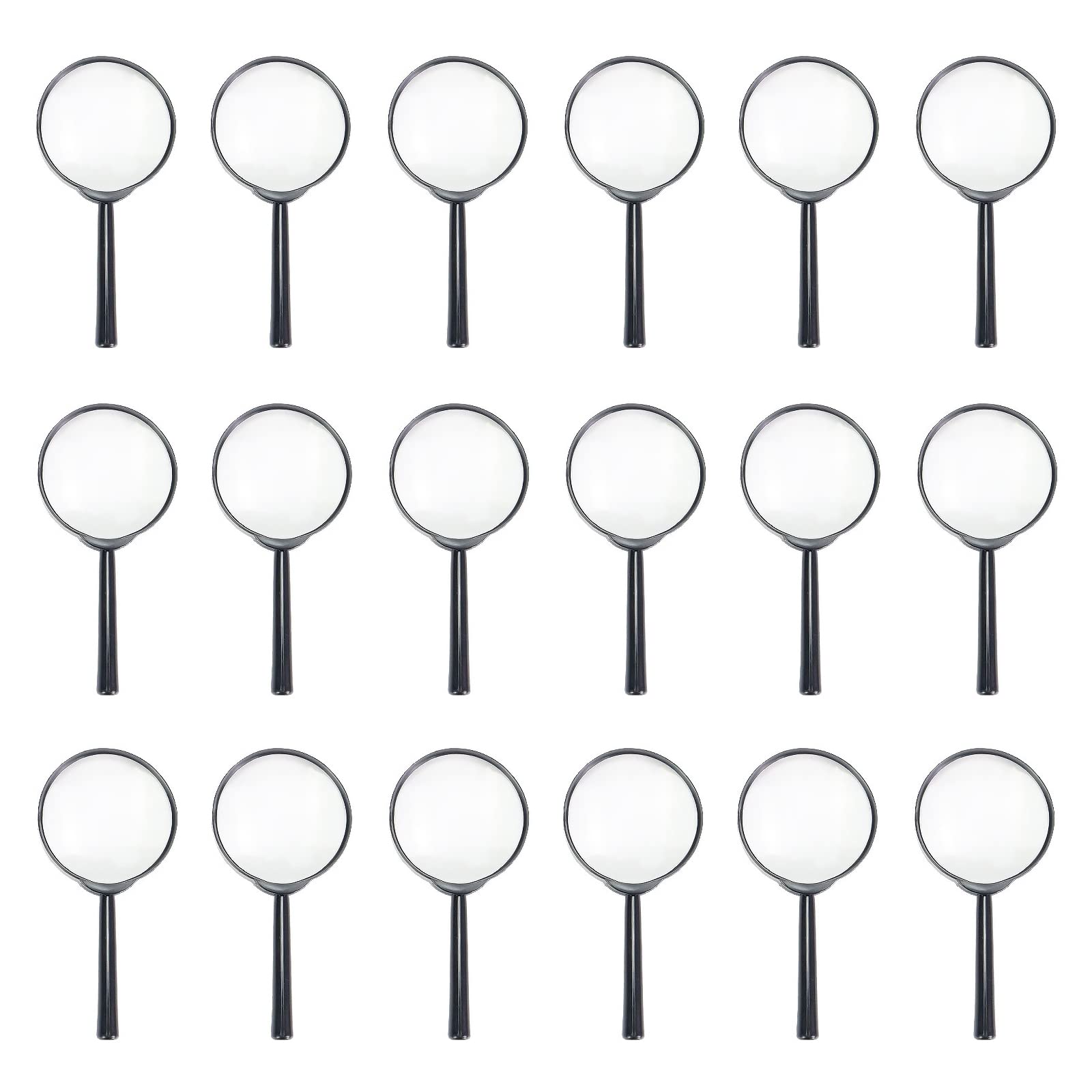 Magnifying Glass for Kids, 18 Pack Plastic Magnifier Hand Lens for Children Toy Class Teaching Reading Outdoor Searching IRCHLYN (Black)