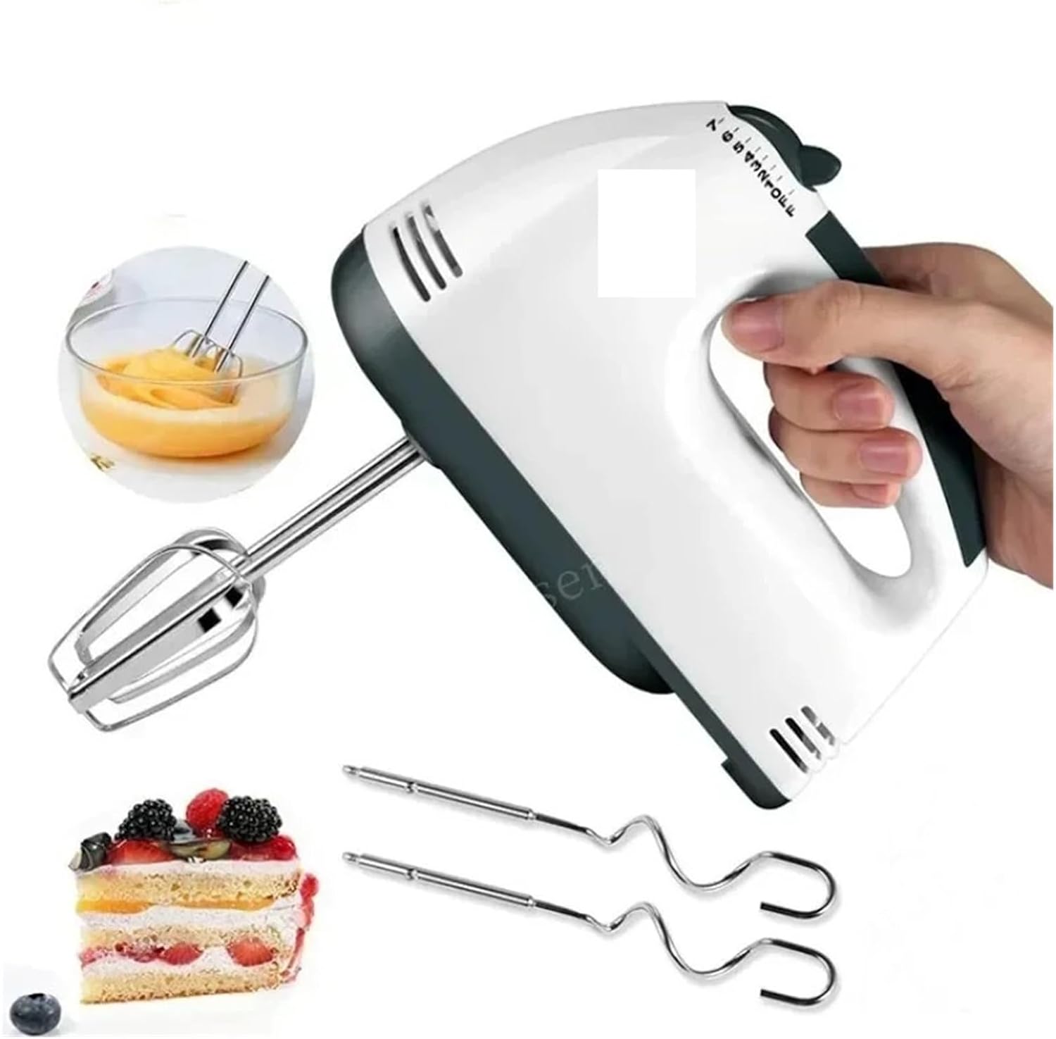 Electric Beater Portable, 2-in-1 Handheld Milk Cream Mixer & Frother - 5 Speed Automatic Whisk for Cake, Egg, Kitchen & Household Use (Lightweight & USB Rechargeable)(UK)