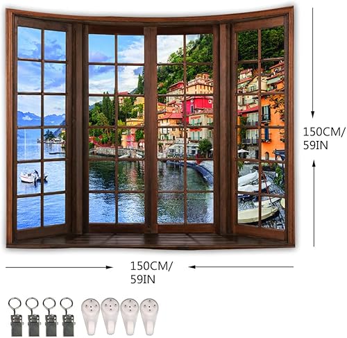 Miniatura 4 de WANLIAN Tapiz de bosque, tapiz de pared, tapiz de montaña, para el hogar, oficina, dormitorio, decoración interior y exterior, tamaño grande, 59