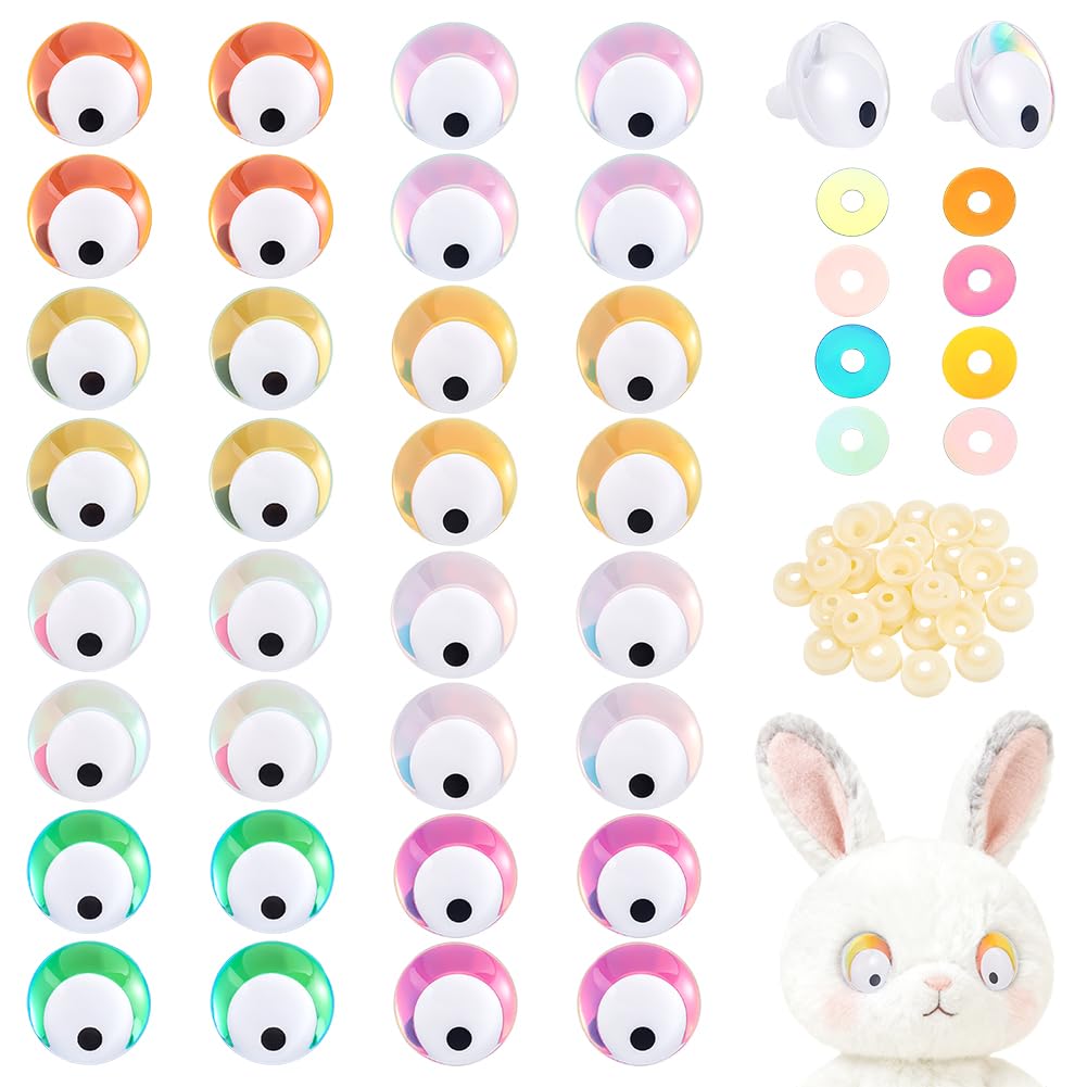 Yeux de sécurité amigurumi 25mm colorés avec rondelles pour peluche