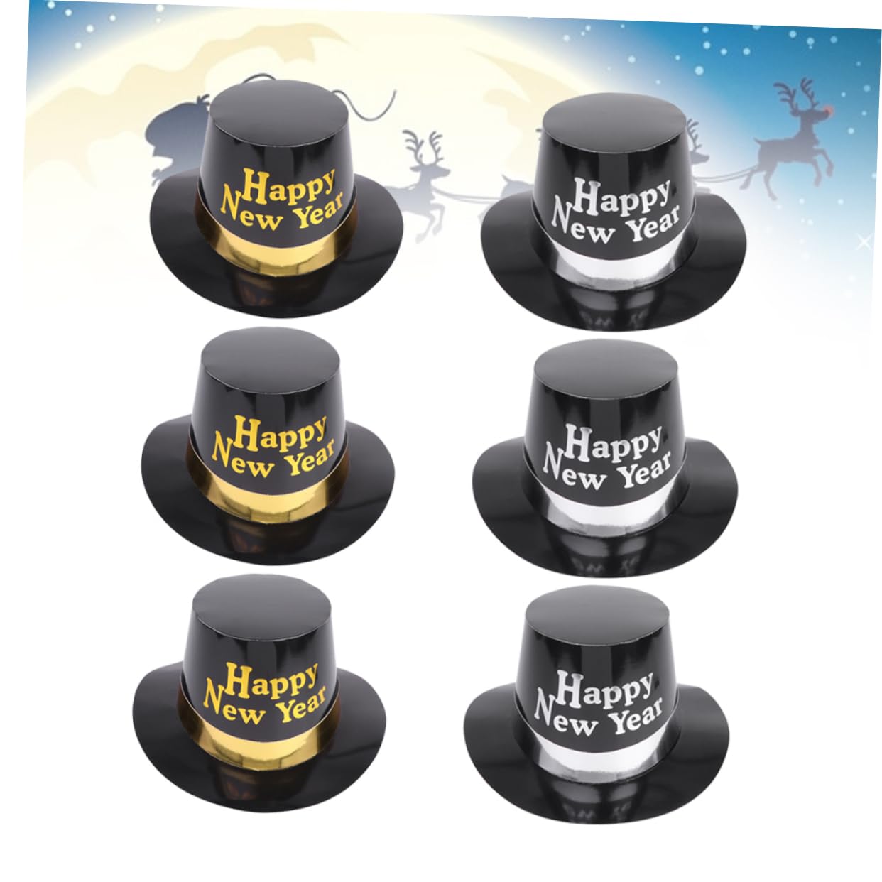 2 Sets Partyhüte Für Erwachsene Zum Neujahr Briefpapier Kappe [farbe] Für Feiern 6 Stück X 2