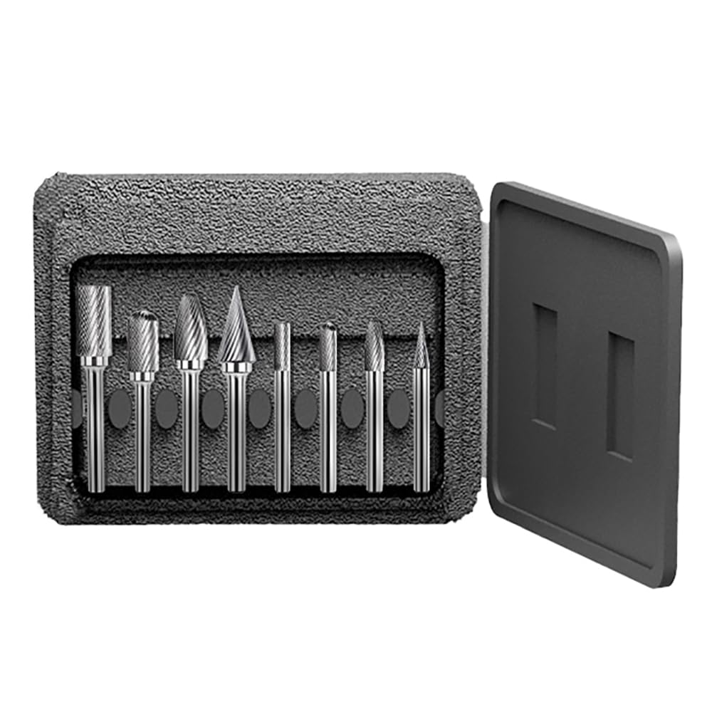 Kit de Lima Rotativa de Carburo Cementado de 8 Uds, Cabezal de Molienda de Acero de Tungsteno de Ranura única, Diámetro de Hoja de 6mm/8mm/10mm (10MM)