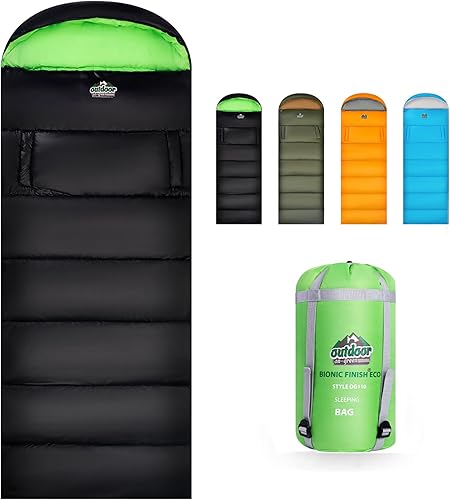 Saco de dormir para adultos y niños, 4 estaciones, impermeable, ligero, ideal para acampar al aire libre, mochileros y senderismo, saco de dormir
