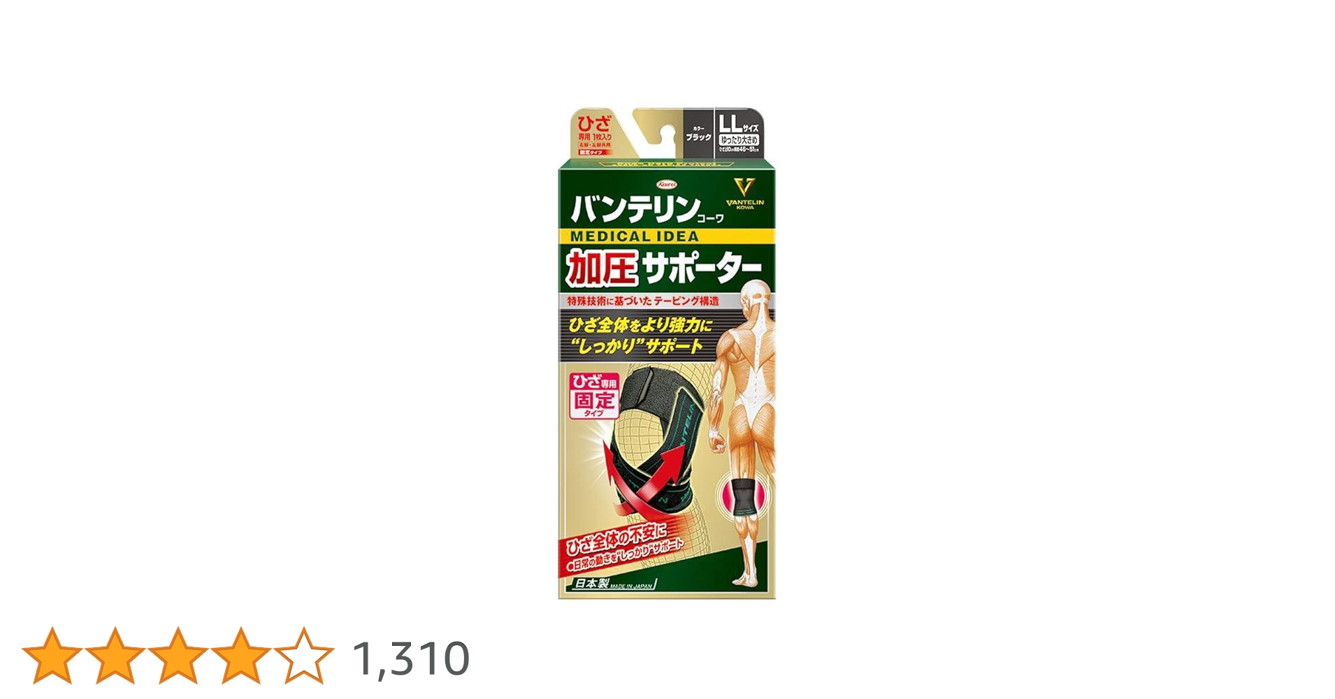 Amazon.co.jp: バンテリン加圧サポーター ひざ専用固定タイプ