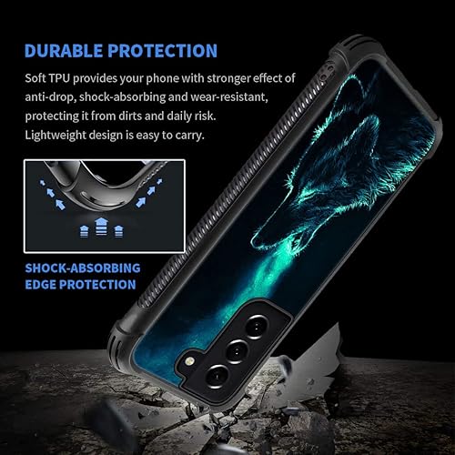 Miniatura 6 de Funda compatible con Samsung Galaxy S22 Ultra, diseño gráfico de lobo nebulosa, acrílico, a prueba de golpes, antiarañazos, funda rígida