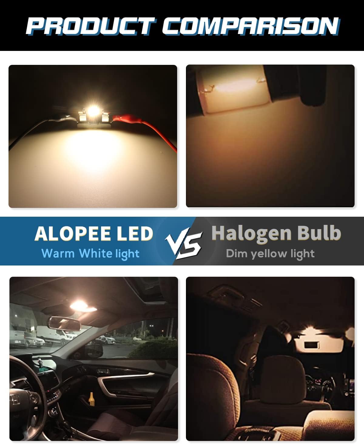 Alopee 4 Pack DE3022 Led Bulb 31mm Led Festoon Light DE3175 Warm White 6SMD 3020 Non-Polarity Canbus Error Free Dome Light for Car Map Door Trunk License Plate Lighting