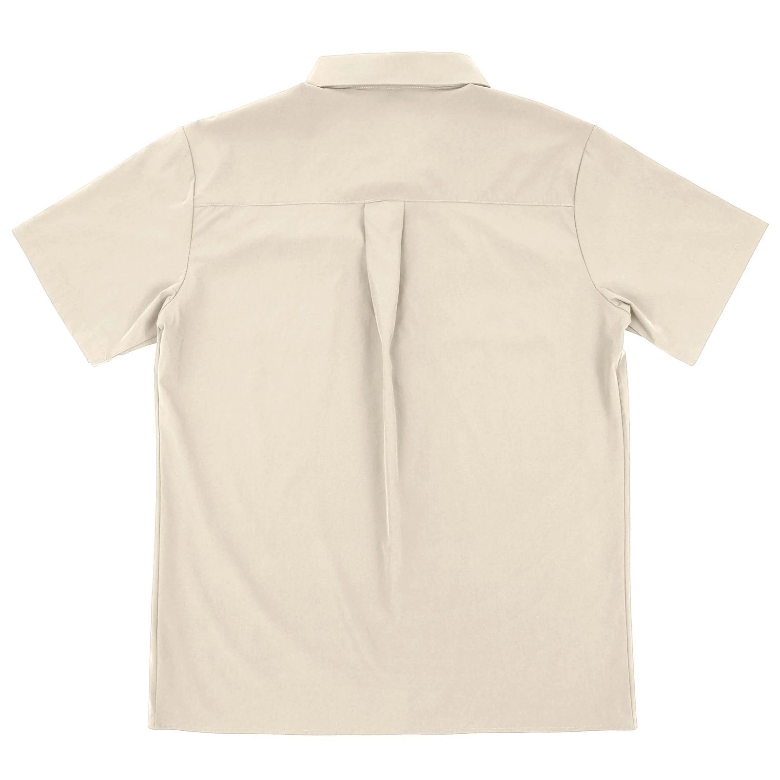 Chemise de Travail Homme, Double Poche Extensible sans Faux Plis Manches Courtes décontractée