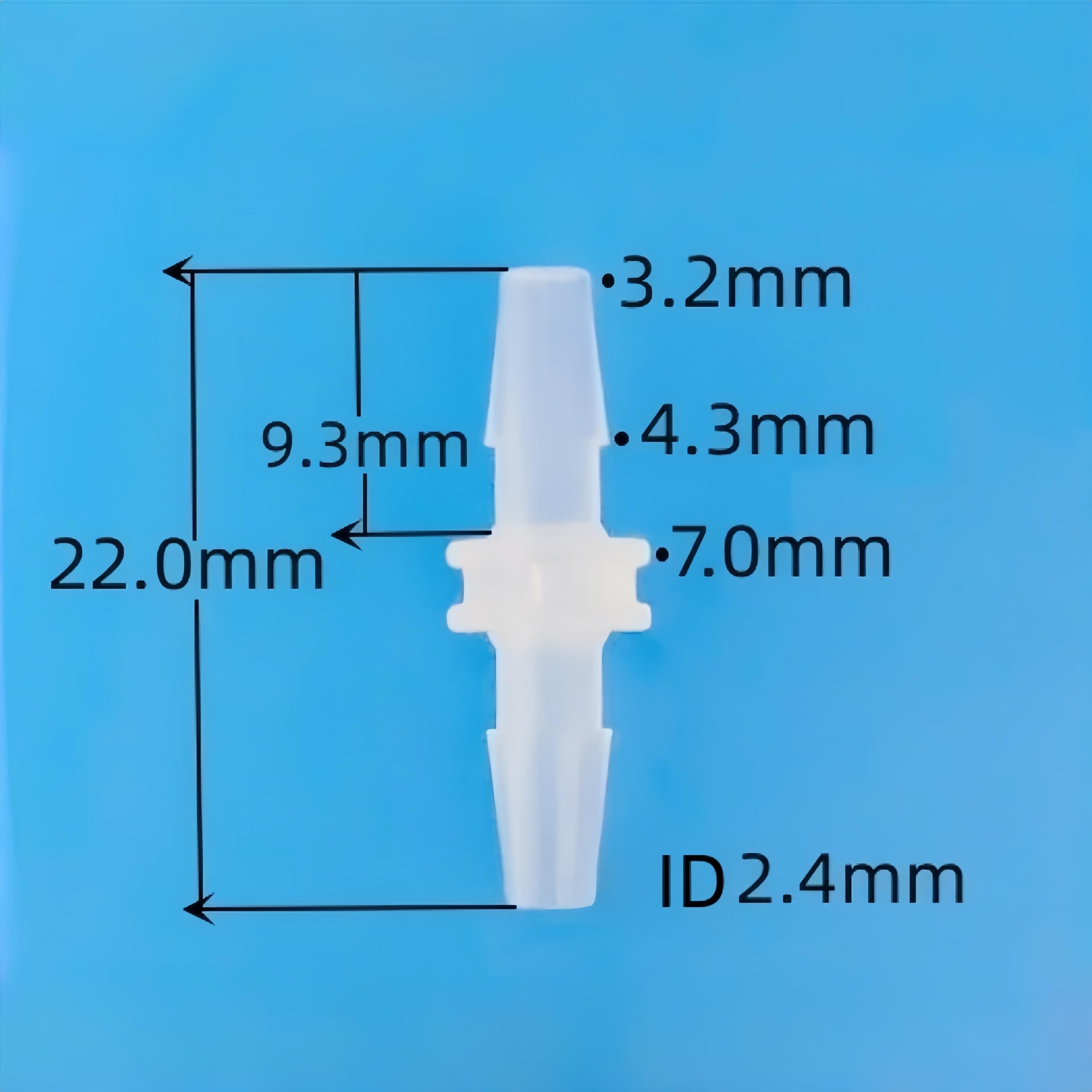 Paquete de 50 accesorios de púas rectos iguales de plástico PP transparente for maquinaria de laboratorio y alimentos - Conectores de manguera duraderos(3.2mm 1/8inch)