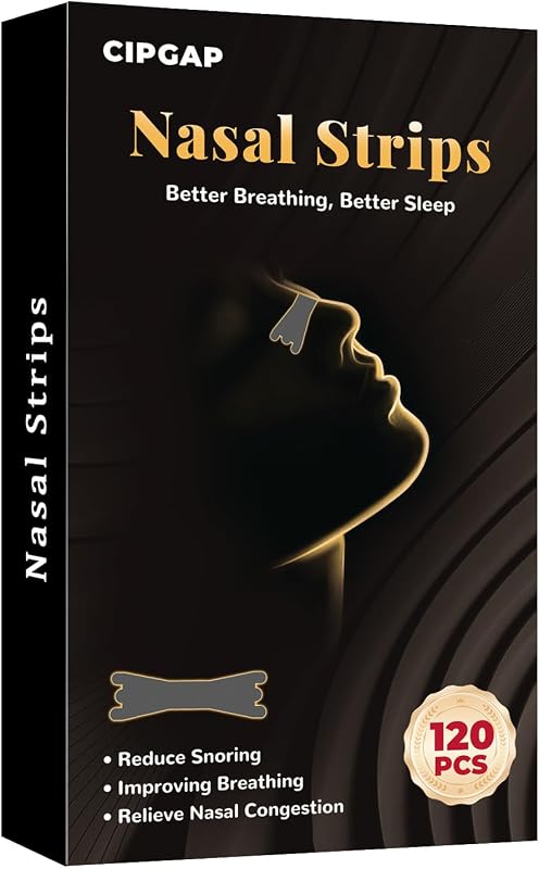 120 tiras nasales para roncar, tiras nasales extrafuertes para respirar, cinta nasal para deportes y dormir, tiras antironquidos que ayudan a detener los ronquidos y aliviar la congestión nasal (negro, estándar)
