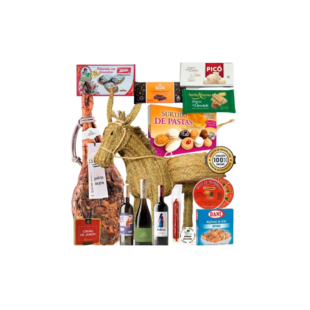 iChuches | Cesta de Navidad | Burro Jarriero Artesano | Regalo Navideño Original | Lote Productos Navidad (Burrito)