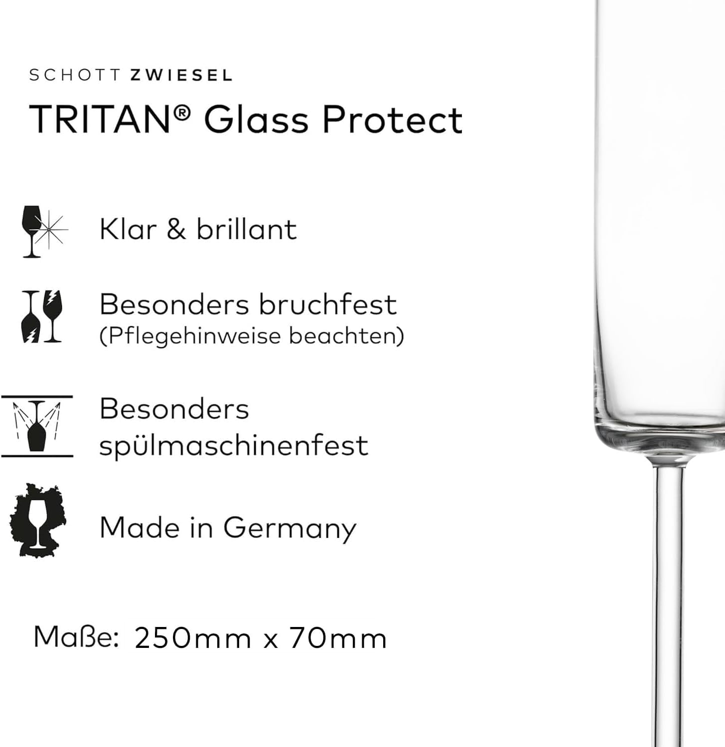 SCHOTT ZWIESEL Sektglas Modo (4er-Set), geradlinige Champagner Gläser mit Moussierpunkt, spülmaschinenfeste Tritan-Kristallgläser, Made in Germany (Art.-Nr. 119901)