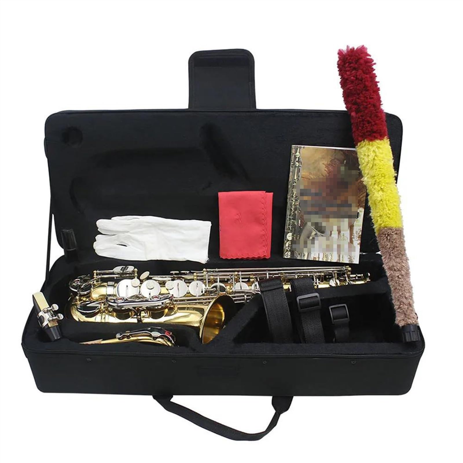 Sassofono per Studenti, Amanti della Musica, Sassofono Contralto in Mi bemolle, Ottone Laccato Oro, Custodia, bocchino e Accessori, Oro, Oro e Argento,Gold Silver