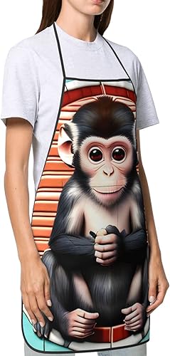 Miniatura 4 de AthuAh The Silent Monkey Delantal para hombres y mujeres, delantal con bolsillos, impermeable y a prueba de aceite, adecuado para cocina, barbacoa,