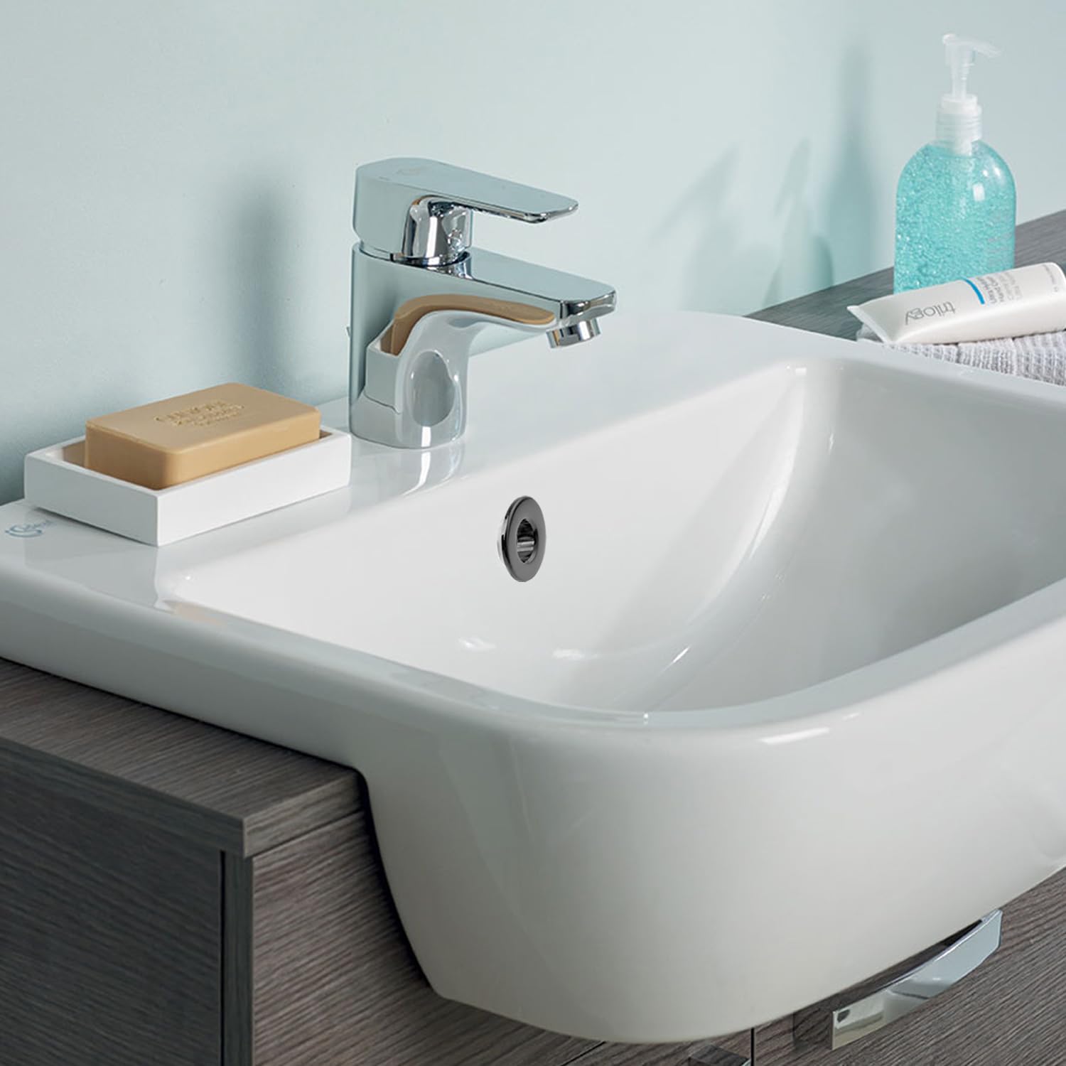 1 Articulo Cubierta de Anillo de Rebosadero de Fregaderos, Cubierta de Desbordamiento del Fregadero del Lavabo, Cubiertas de Desbordamiento del Fregadero, para Apertura de 22-24 mm, Lavabo de Cocina