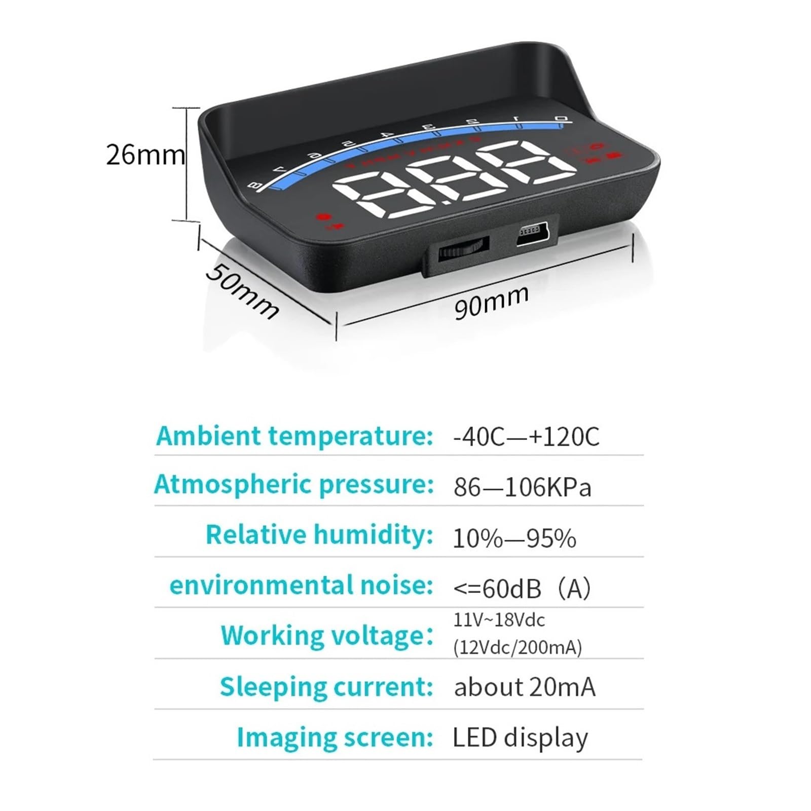 Velocímetro M6S Alarma De Seguridad Digital Pantalla Frontal De Coche OBD2 Pantalla HUD Electrónica Automática Proyector De Pantalla De Parabrisas Seguro FáCil De Usar
